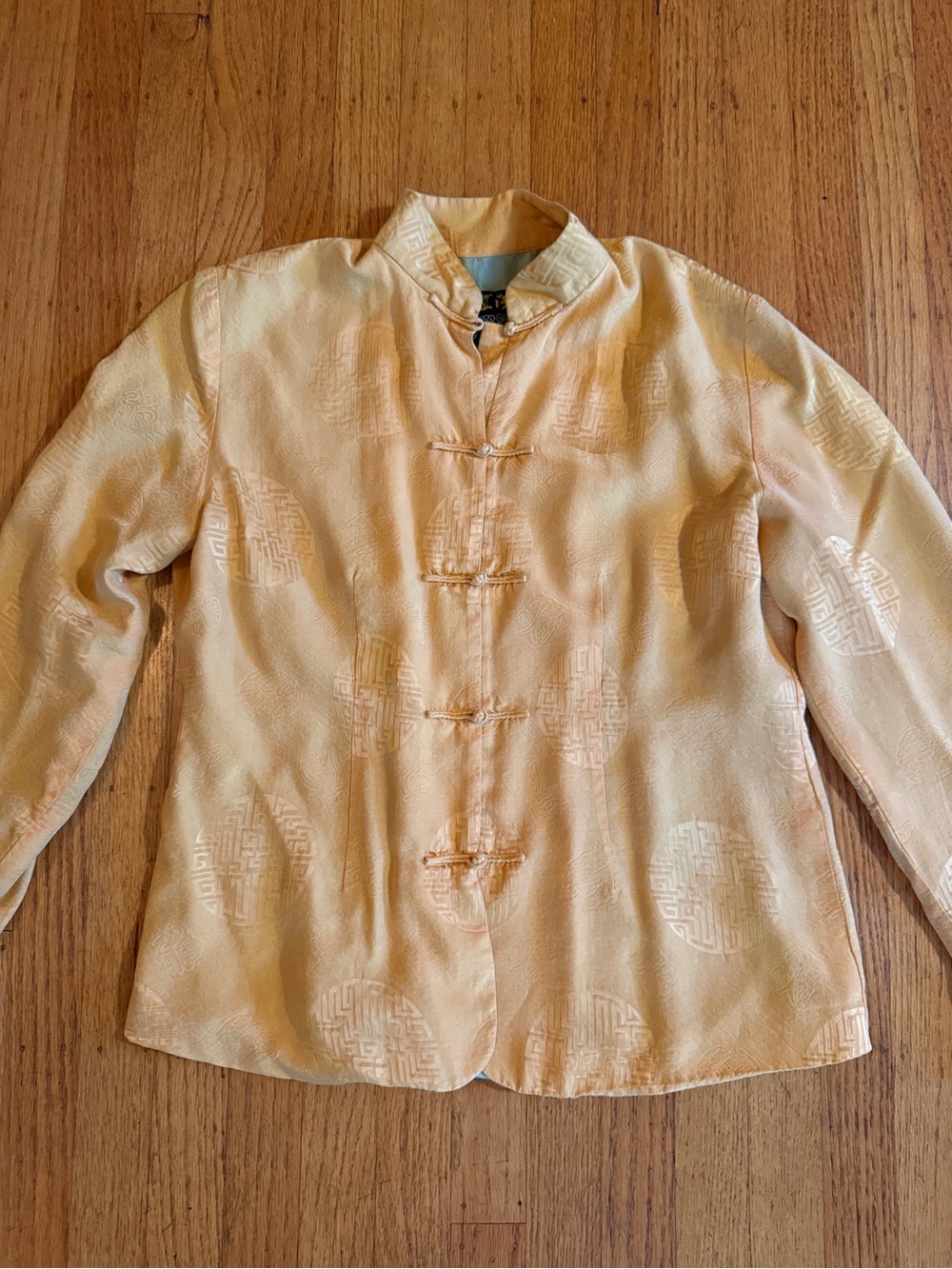 Vintage Pale Gold Silk Mandarin Collar Jacket